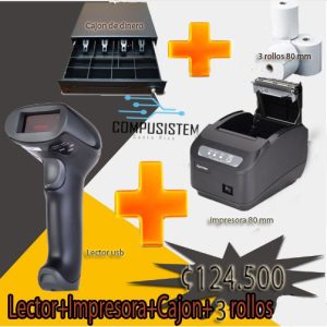 Combo POS 80mm (impresora + cajón Dynapos + lector USB)